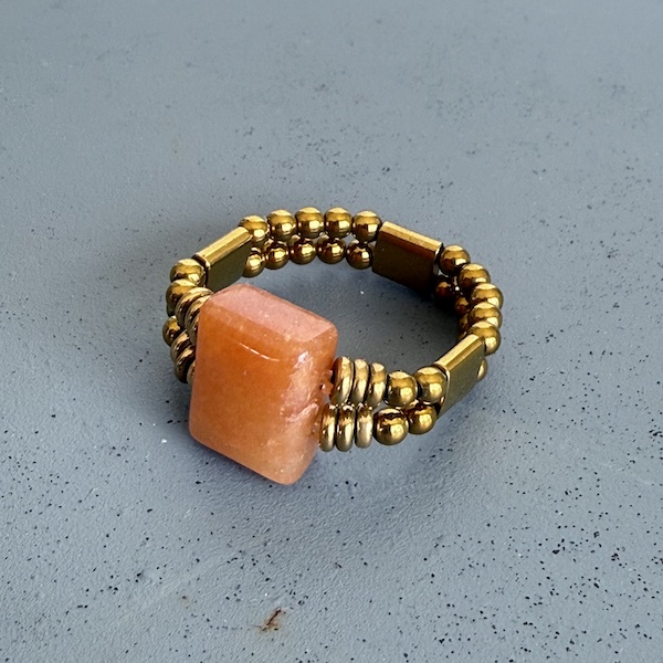 Bague double dorée en cornaline