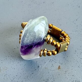 Bague double dorée en fluorite-3