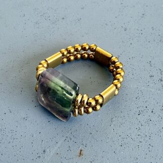 Bague double dorée en fluorite