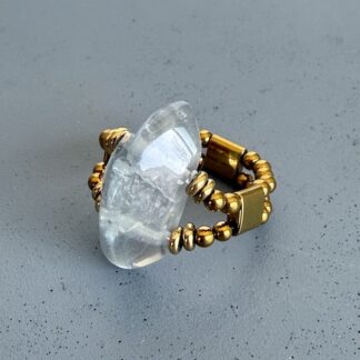 Bague double dorée en fluorite-6