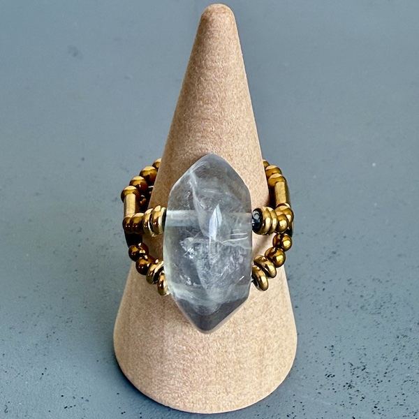 Bague double dorée en fluorite-7