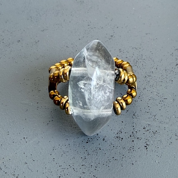 Bague double dorée en fluorite-8