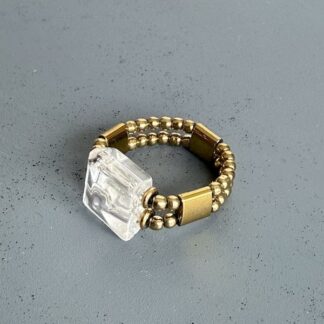 Bague double dorée en quartz