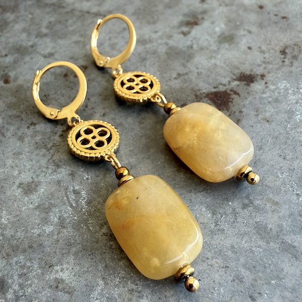 Boucles d'oreilles Owi 1004 en agate jaune-1