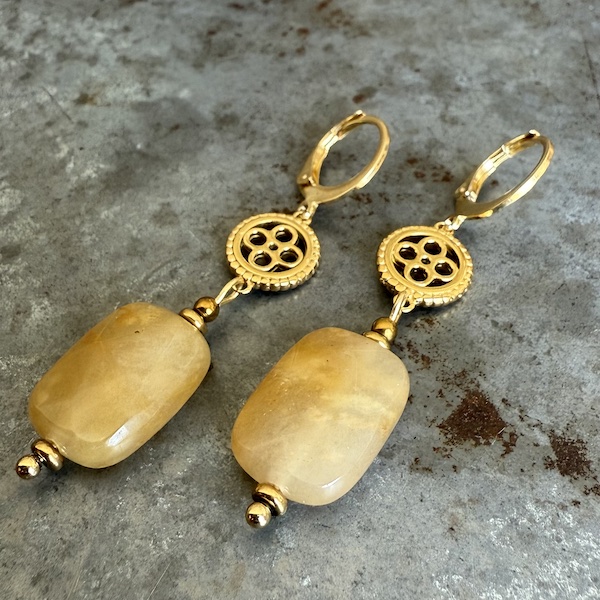 Boucles d'oreilles Owi 1004 en agate jaune-2