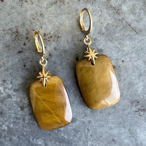 Boucles d'oreilles Owi 1006 en oeil de tigre