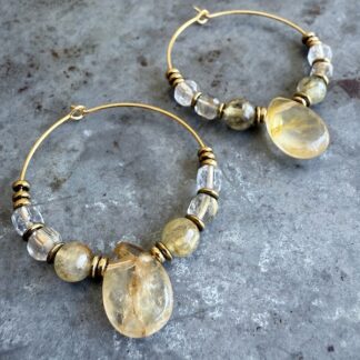 Boucles d'oreilles Owi 1008 créoles en quart rutile-1