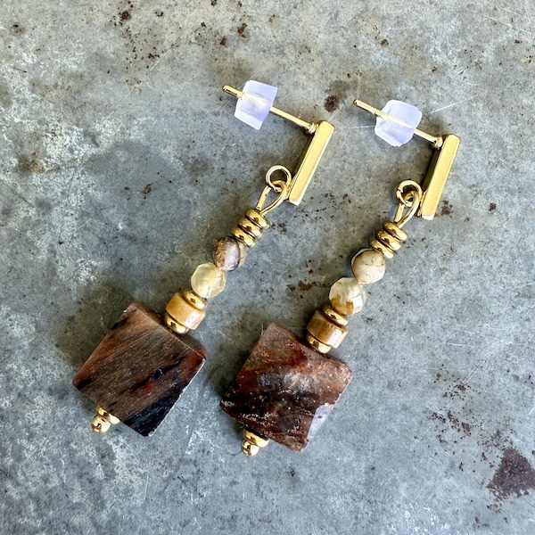 Boucles d'oreilles Owi 1011 en quartz rutile