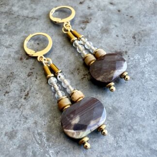 Boucles d'oreilles Owi 1014 en jaspe et quartz rutile-1
