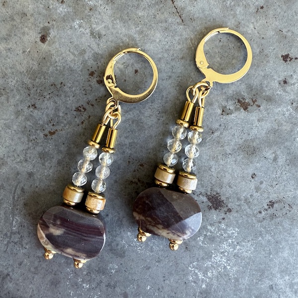 Boucles d'oreilles Owi 1014 en jaspe et quartz rutile