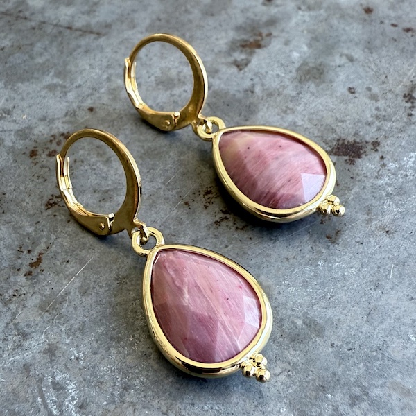 Boucles d'oreilles Owi 1016 en rhodonite-1