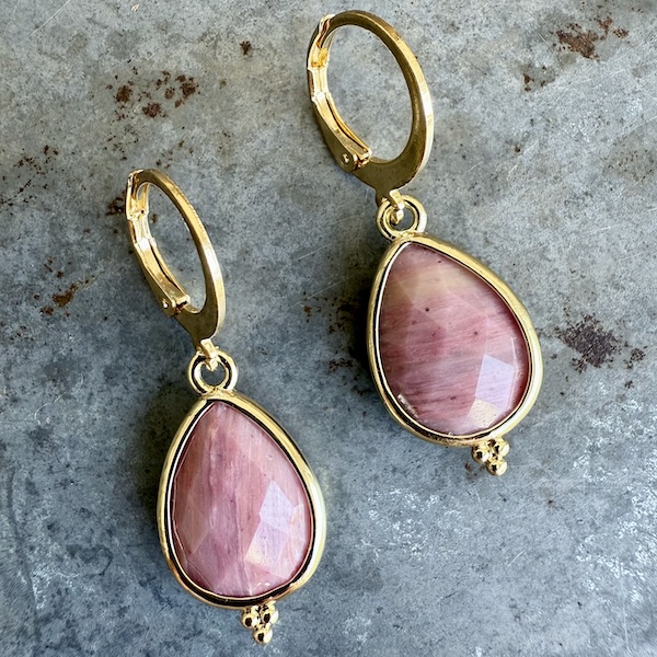 Boucles d'oreilles Owi 1016 en rhodonite