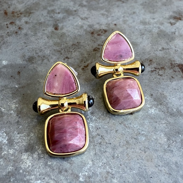 Boucles d'oreilles Owi 1017 en rhodonite