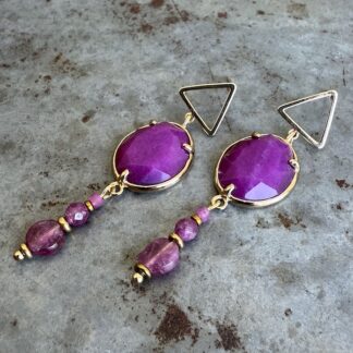 Boucles d'oreilles Owi 1020 en tourmaline rose et rubis corindon-2