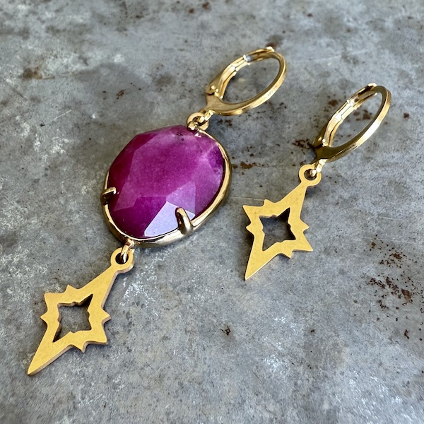 Boucles d'oreilles Owi 1023 en agate rose