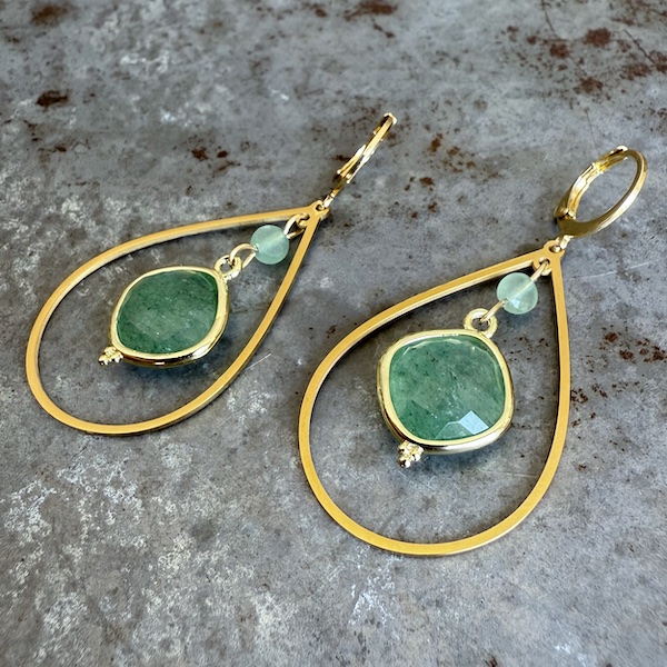 Boucles d'oreilles Owi 1036 en quartz fraise vert-1