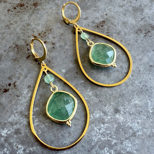 Boucles d'oreilles Owi 1036 en quartz fraise vert