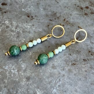 Boucles d'oreilles Owi 1037 en opale verte-1