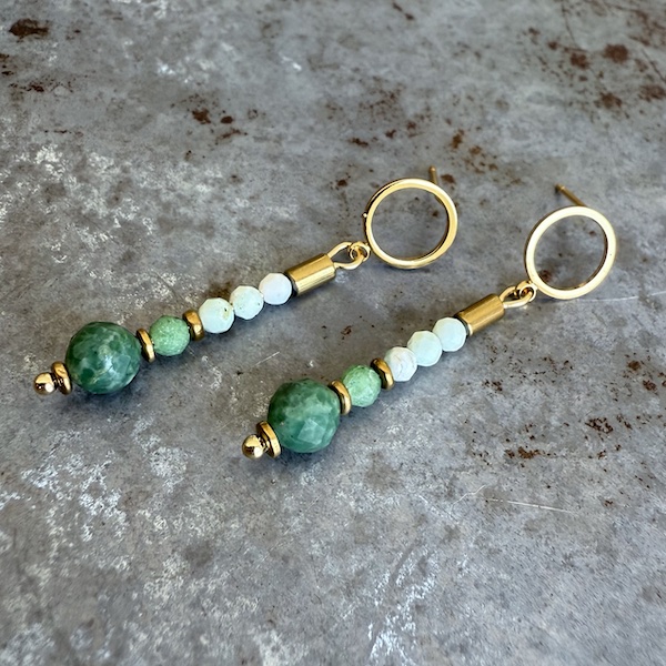 Boucles d'oreilles Owi 1037 en opale verte-1