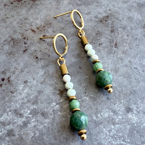 Boucles d'oreilles Owi 1037 en opale verte