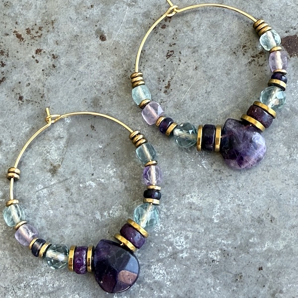 Boucles d'oreilles Owi 1048 créoles en fluorite-1