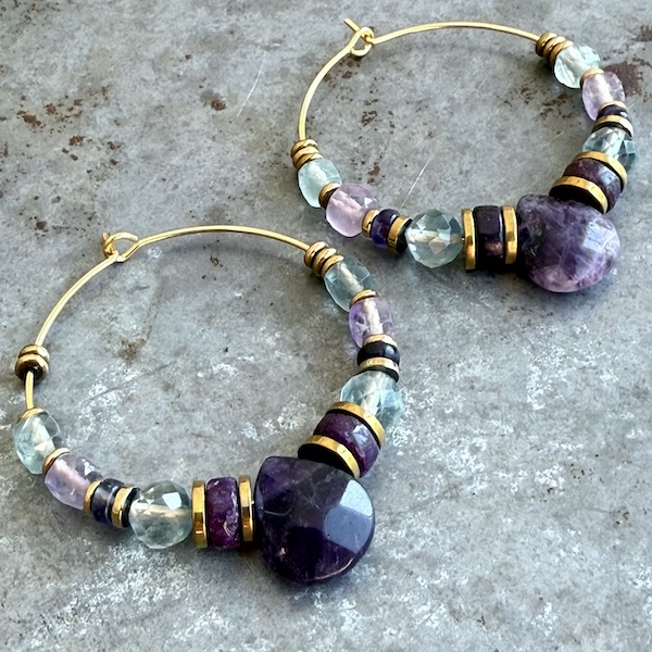 Boucles d'oreilles Owi 1048 créoles en fluorite