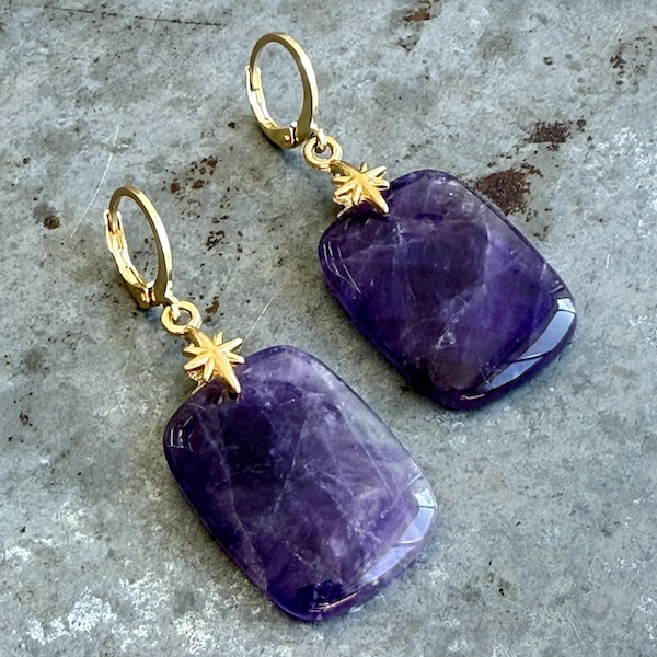 Boucles d'oreilles Owi 1053 en améthyste