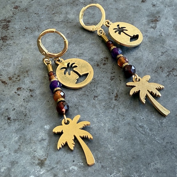 Boucles d'oreilles Owi 1055 en grenat orange-2