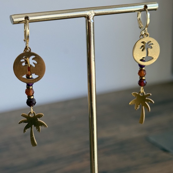 Boucles d'oreilles Owi 1055 en grenat orange