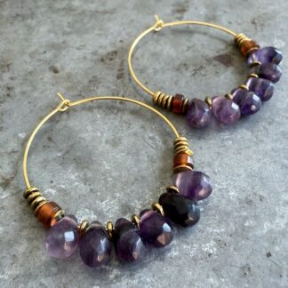 Boucles d'oreilles Owi 1059 créoles en améthyste-1