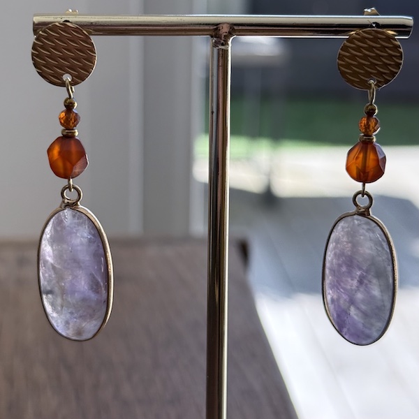 Boucles d'oreilles Owi 1061 en améthyste et cornaline-1