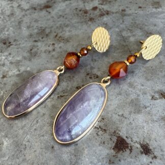 Boucles d'oreilles Owi 1061 en améthyste et cornaline