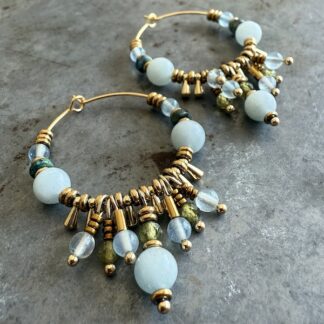 Boucles d'oreilles Owi 981 créoles en aigue marine-1