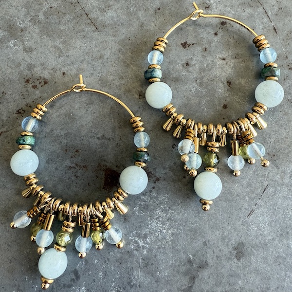 Boucles d'oreilles Owi 981 créoles en aigue marine-2