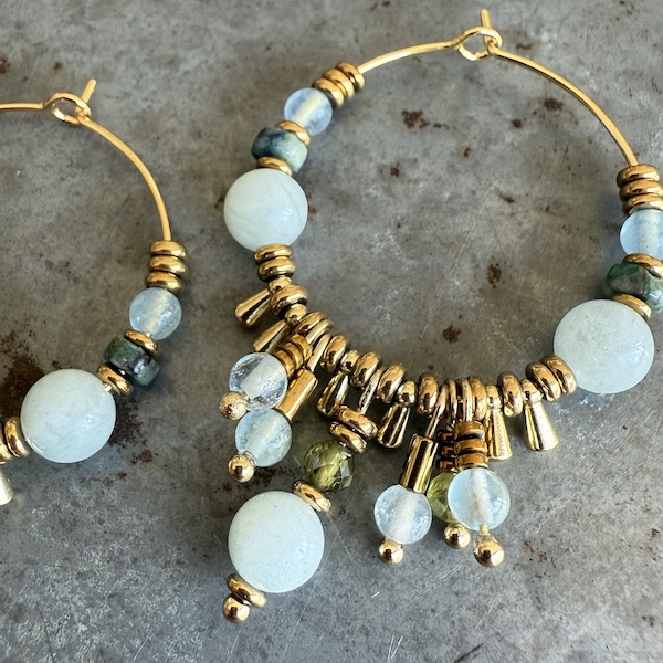 Boucles d'oreilles Owi 981 créoles en aigue marine