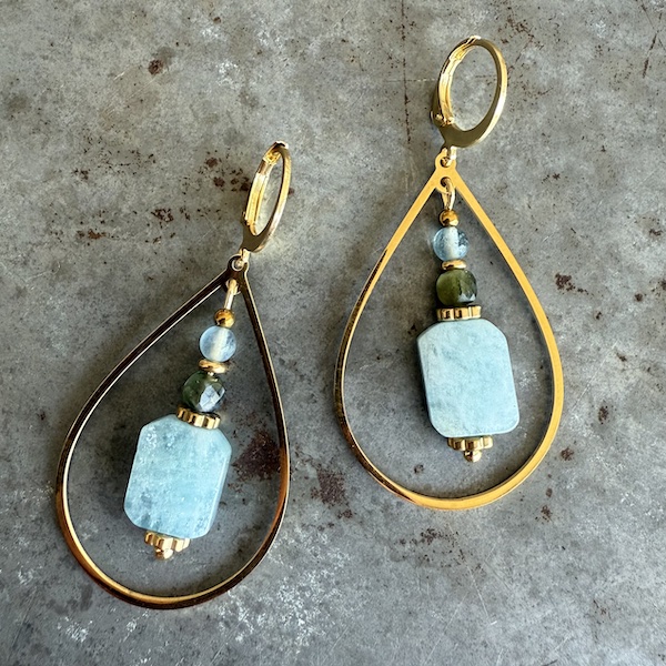 Boucles d'oreilles Owi 984 en aigue marine-2