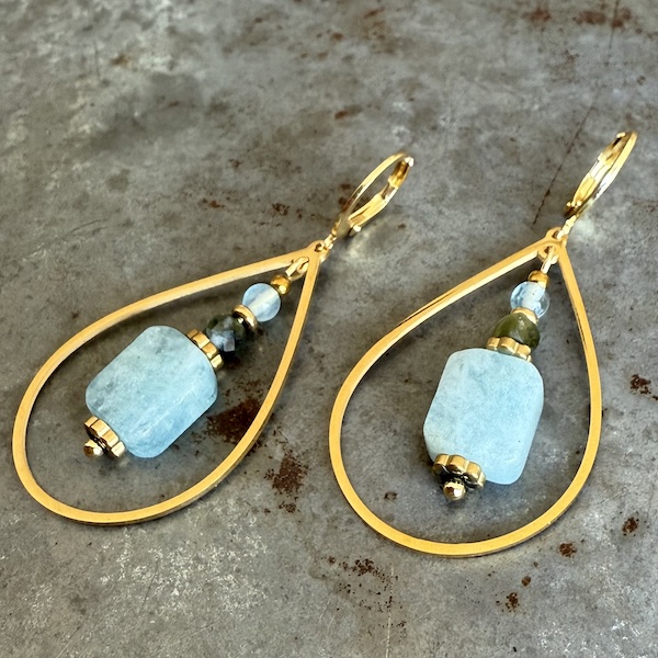 Boucles d'oreilles Owi 984 en aigue marine