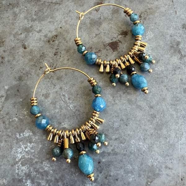 Boucles d'oreilles Owi 989 créoles en apatite