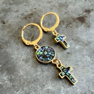 Boucles d'oreilles Owi 993 en ormeaux bleus-1