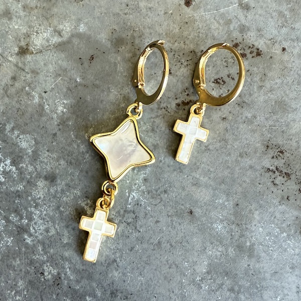 Boucles d'oreilles Owi 994 en ormeaux bllancs