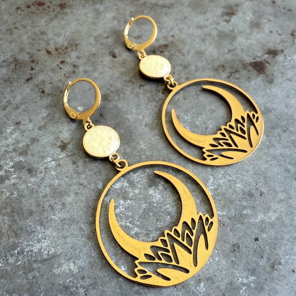 Boucles d'oreilles Owi 998 en coquillage jaune