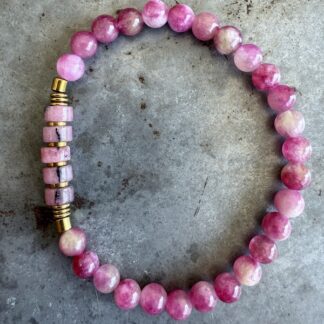 Bracelet en agate et tourmaline rose-5