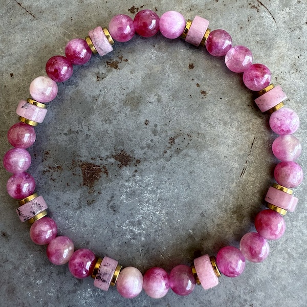 Bracelet en agate et tourmaline rose-7
