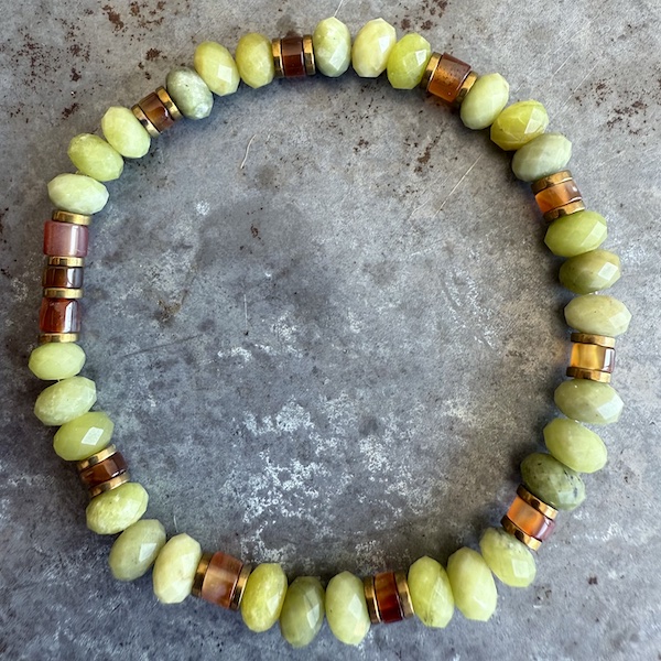 Bracelet en péridot vert et grenat orange-3