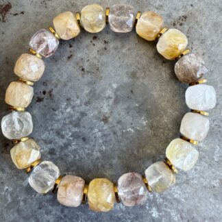 Bracelet en quartz rutile doré-6