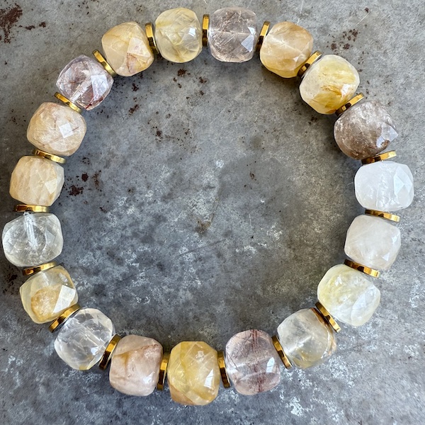 Bracelet en quartz rutile doré-6