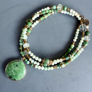 Collier COKATA 75 cm en opale verte