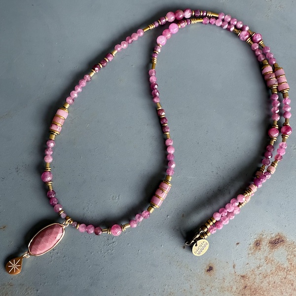 Collier COKATA 75 cm en tourmaline rose-2
