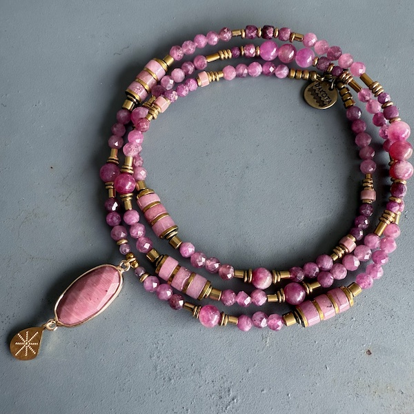 Collier COKATA 75 cm en tourmaline rose