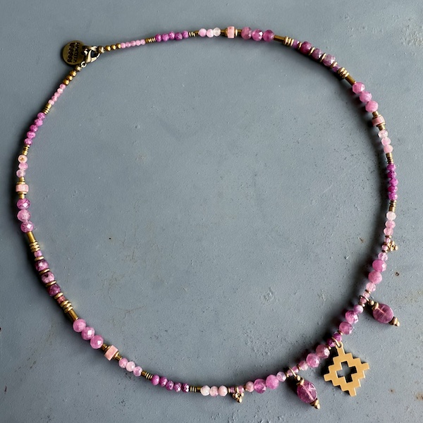 Collier NATAKE 45 cm en tourmaline rose-1